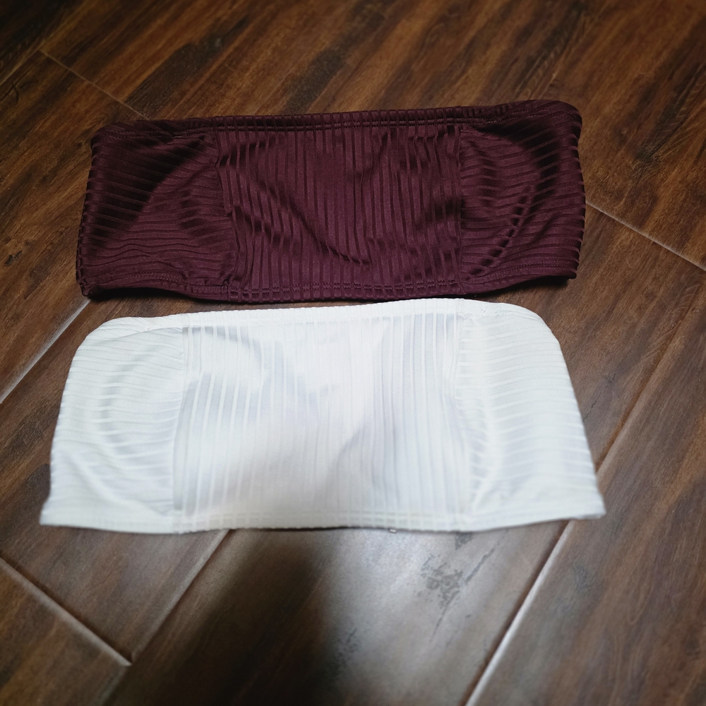 Abercrombie & Fitch Burgundy and White Bikini Tops
